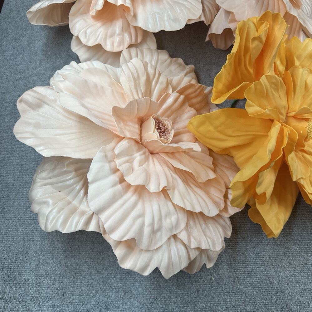 4 Giant 20” Artificial Foam Flowers Peach Orange Wedding Backdrop Decor - Picture 2 of 5